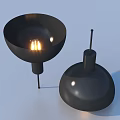 Black Pendant Lights With Bowl Shaped Design And Dome Base Illuminated Bulb In Modern Fixture