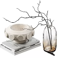 Modern Minimalist Decorative Ornament Set With Marble Geometric Pieces Glass Vase And Tray
