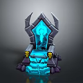 Glowing Blue Throne With Spiked Decorations Stone Base And Yellow Accents