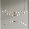Modern Arched Chandelier With Golden Metal Frame White Globes For Interior Decoration