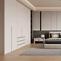 Modern Bedroom Interior With King Size Bed Nightstands And Area Carpet 3d model