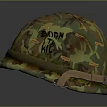 Camouflage Military Helmet with BORN TO KILL Lettering and Vintage Design