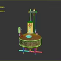 Red Industrial Distillation Equipment With Vertical Pipes And Cylindrical Tank Structure