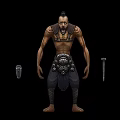 Tech Exhibition Hall Showcasing Fantasy Character Figure With Hammer And Nail Props