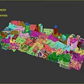 3D Urban Architectural Model Featuring High Rise Buildings Green Spaces And Diverse Structures