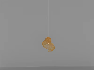 Modern Minimalist Pendant Light With Spiral Wooden Design Hanging In Room 3d model