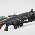 Futuristic Black Tactical Rifle with Magazines Scopes and Military Weapon Accessories