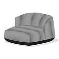 Gray Fabric Single Sofa With Modern Design Curved Backrest And Black Base 3d model