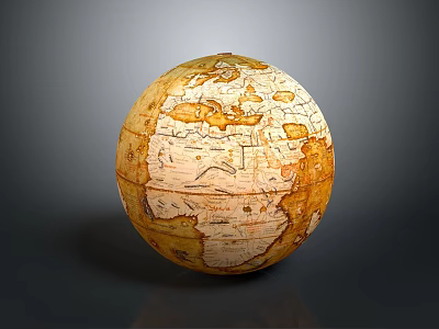 Vintage Globe Decorative Ornament Set for Tabletop Antique Style Home Decor 3d model