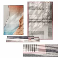 Stylish Square Rugs With Grid Patterns Wavy Textures And Pastel Color Designs 3d model
