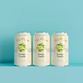 Refreshing OLIPOP Lemon Vanilla Beverage Cans Displayed on Light Blue Background