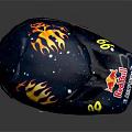 Red Bull Motocross Helmet Featuring 99 Number Sky Logo And Blue Visor Design