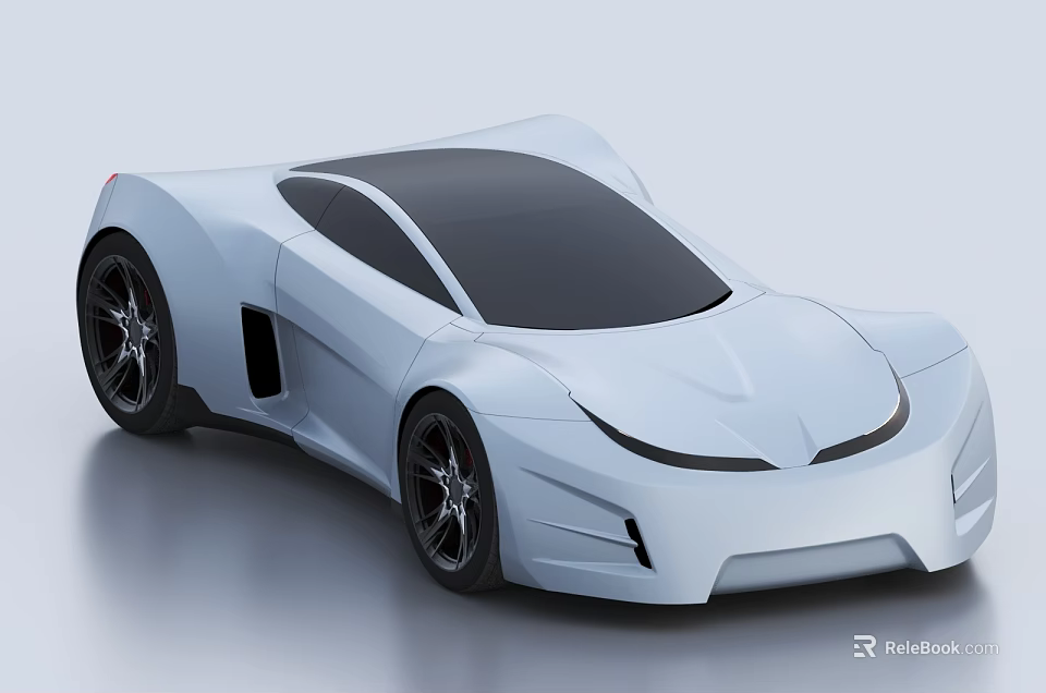White Modern Concept Sports Car With Sleek Aerodynamic Design And Black Wheels 3d model 