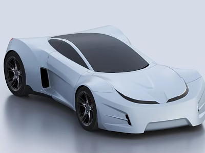 White Modern Concept Sports Car With Sleek Aerodynamic Design And Black Wheels 3d model