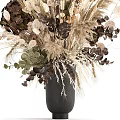 Natural Dried Flower Arrangement in Black Vase with Eucalyptus and Pampas Grass