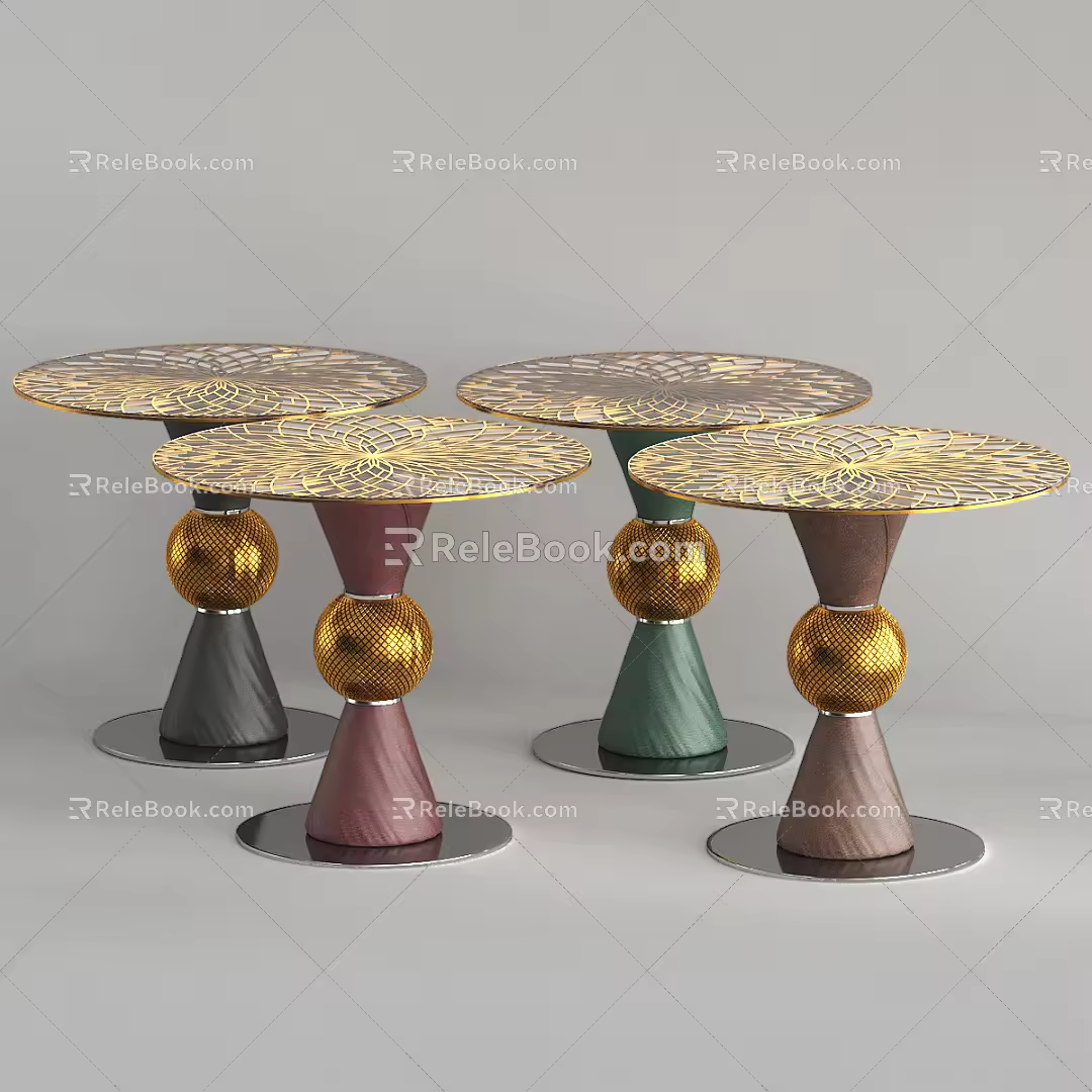 Light Luxury Round Table Coffee Table Side Table 3d model