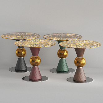 Light Luxury Round Table Coffee Table Side Table 3d model