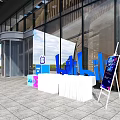 Check in Area With Counter Signage White Tables At Modern Building Entrance