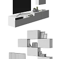Sleek Modern TV Stand With TV Drawers And Decorative Plants For Living Room