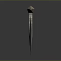 Traditional Red Shaft Spear With Silver Head And Metal Decorations On Smooth Black Surface