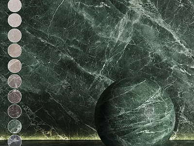 Green Marble Floor Tile With Sphere And Color Samples 3d model