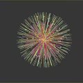 Purple Radiant Firework Display With Light Spots And Reflection On Dark Gray Background