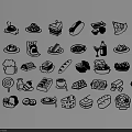 Colorful Food Themed Wall Decor With Cartoon Icons Of Various Snacks And Meals