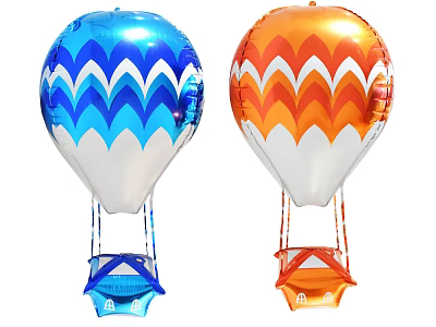 Blue And Orange Hot Air Balloon Shaped Decorative Household Items With Wave Patterns 3d model