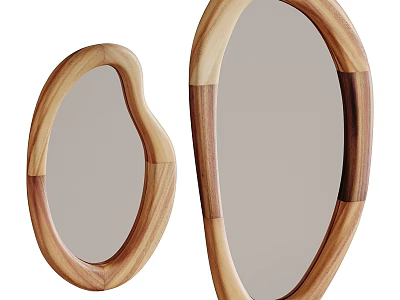 Wooden Frame Mirrors with Organic Shape in Two Sizes for Home Decor 3d model