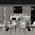 Modern Restaurant Interior Design With Round Dining Table Comfortable Chairs And Hanging Lights 3d model