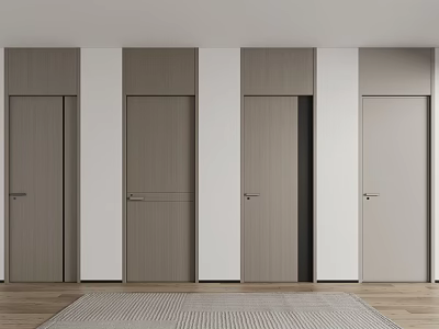 Modern Interior Design With Gray And White Swing Doors On Wooden Floor 3d model