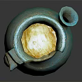Antique Turquoise Ceramic Jug With Handles Spout And Speckled Texture On Dark Background