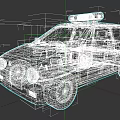 Police Car with Red Emergency Lights Black White Body and Keishicho Markings