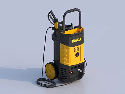 DEWALT Industrial Pressure Washer With Yellow Black Design Wheeled Base And Long Hose 3d model