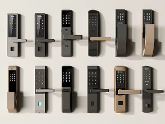 Fingerprint lock combination lock door lock security door combination lock door handle entry door lock 3d model