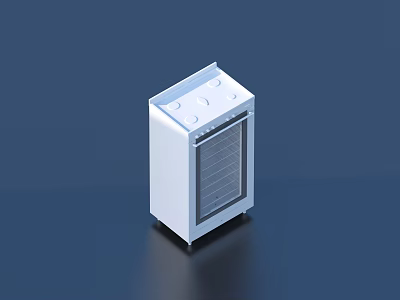 Modern White Kitchen Stove With Control Panel Glass Door And Wheels 3d model