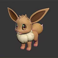 Eevee Pokémon Game And Anime Character 3D Model With Large Ears Fluffy White Collar 3d model