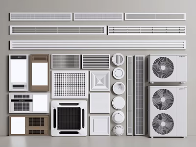 Various Types Of Air Conditioner Vents With Different Designs And Shapes For Home And Office Spaces 3d model
