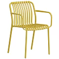 Modern Black Slatted Metal Armchair For Outdoor Patio Balcony And Casual Daily Leisure Use