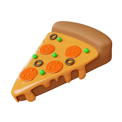 Delicious Pizza Slice With Brown Crust Topped With Tomato Slices Green Olives Black Olives And Melted Cheese 3d model