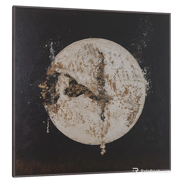 Abstract Painting With Textured Circular Shape On Dark Background 3d model