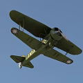 Vintage Green Biplane Fighter Aircraft With Star Insignia Number 1 And Propeller Design