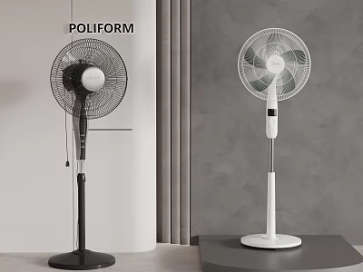 Sleek Modern Black And White Air Cooler Stand Fan For Home Interior Design 3d model