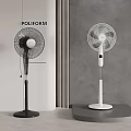 Sleek Modern Black And White Air Cooler Stand Fan For Home Interior Design