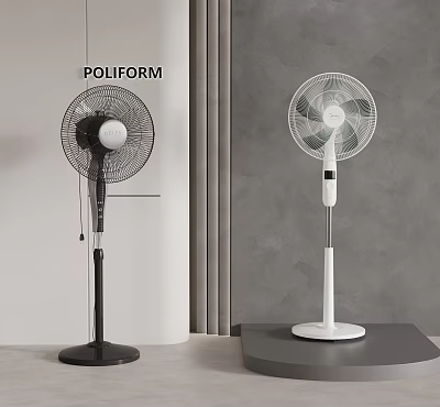 Sleek Modern Black And White Air Cooler Stand Fan For Home Interior Design 3d model