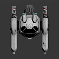 Futuristic Sci Fi Aircraft With White Body Black Cockpit Red Details And Side Thrusters