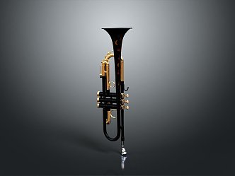 Music equipment copper small size trombone music equipment realistic 3d model