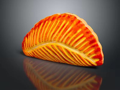 Delicious Fan Shaped Baked Pastry With Red And Yellow Striped Design 3d model