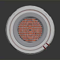 Circular Technical Device With Spiral Structure And Red Pipes On White Base 3d model
