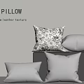 Decorative Pillows With Cow Leather Texture And Various Floral Patterns 3d model